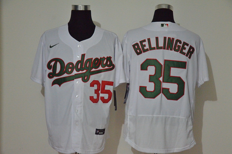 Men Los Angeles Dodgers 35 Cody Bellinger White With Green Name 