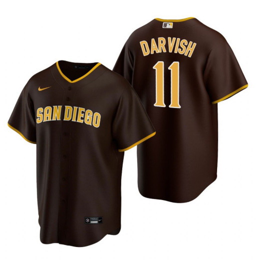 Men San Diego Padres 11 Yu Darvish Brown Trade Road Coolbase Jersey