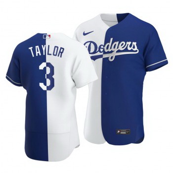 Men Los Angeles Dodgers 3 Chris Taylor Split White Blue Two Tone