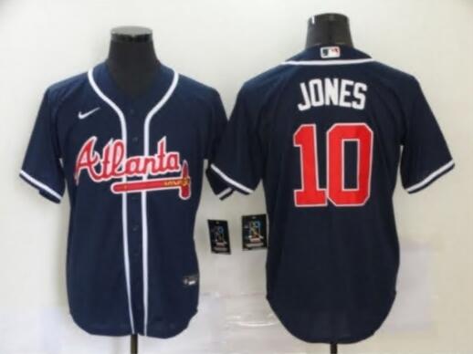 Men Atlanta Braves 10 Chipper Jones Navy Cool Base MLB Jersey