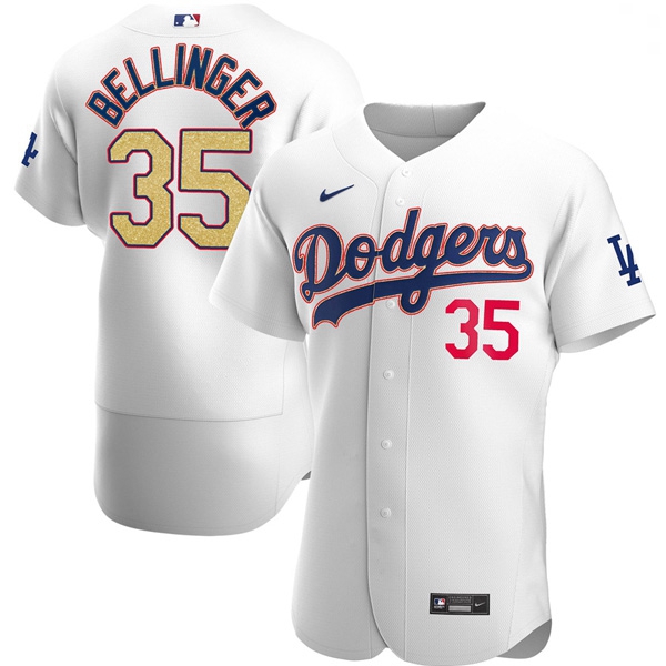 Youth Los Angeles Dodgers Cody Bellinger 35 Gold Program Designed Edition White Flex Base Stitched J