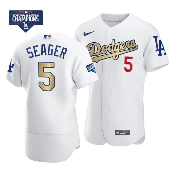 Youth Los Angeles Dodgers Corey Seager 5 Gold Program White Flex