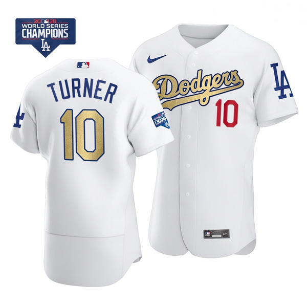 Women Los Angeles Dodgers Justin Turner 10 Gold Program White Fl