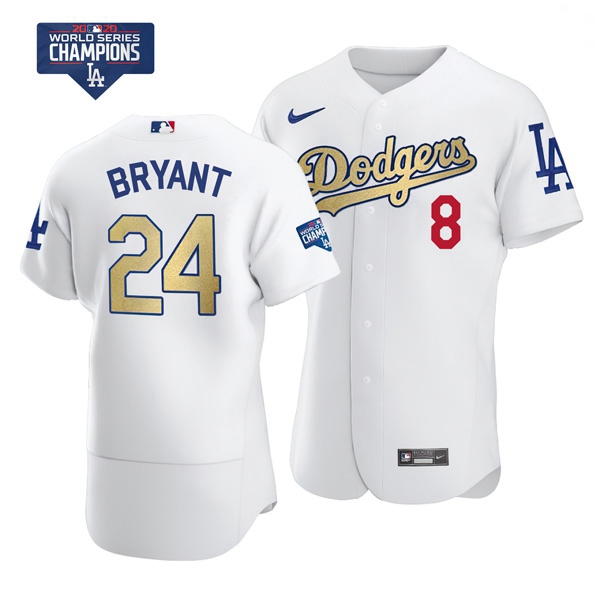 Men Los Angeles Dodgers Kobe Bryant Gold Program White Flex Base Stitched Jersey