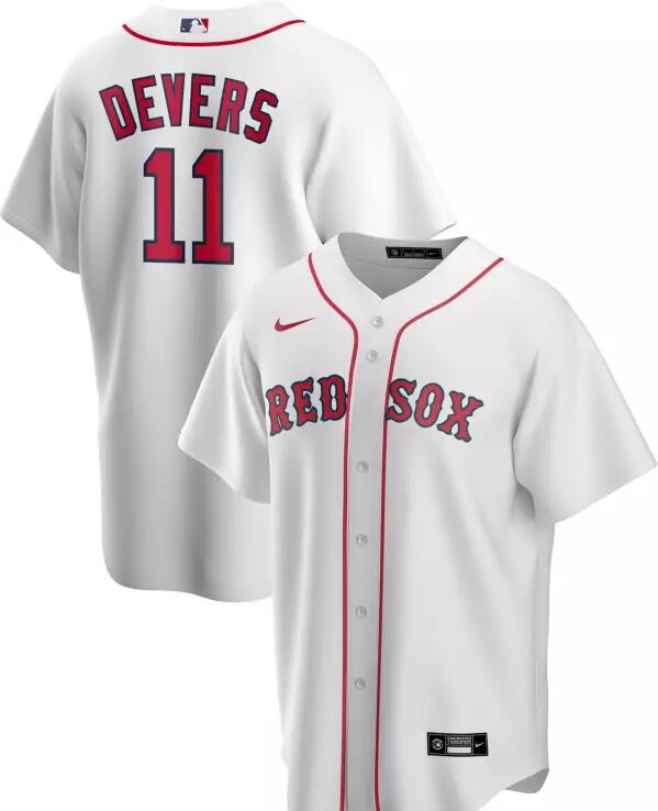 Men Majestic Boston Red Sox 11 Rafael Devers White Home Flex Base  Jersey