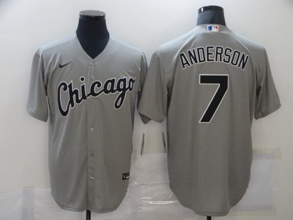 Men Chicago White Sox 7 Tim Anderson Grey Stitched MLB Cool Base Nike Jersey