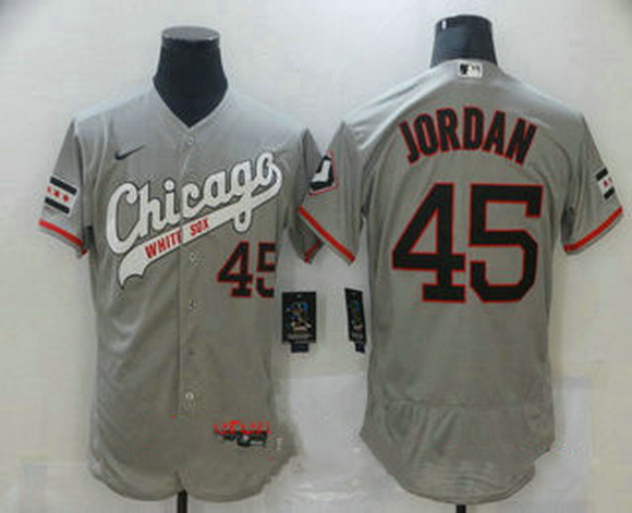 Men Chicago White Sox 45 Michael Jordan Retired Grey Retro 2016 Flexbase Nike Jersey