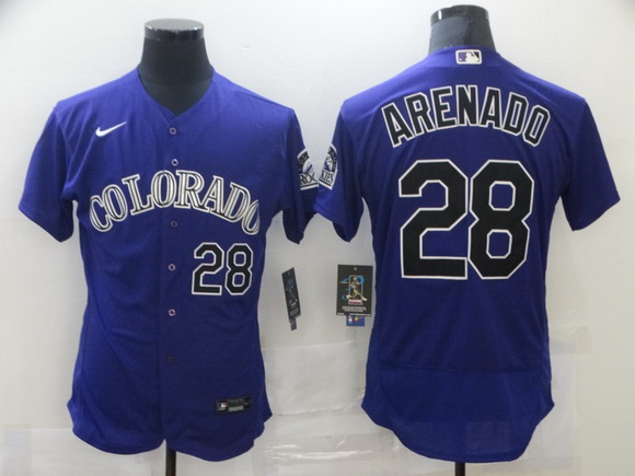 Men Nike Colorado Rockies 28 Nolan Arenado Nike Alternate 2020 MLB Player Jersey Purple