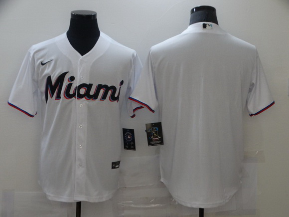 Men Nike Florida Marlins white Blank Cool base Jersey