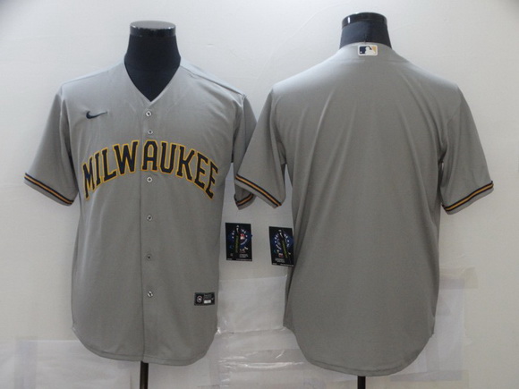 Men Nike Milwaukee Brewers Grey Blank Cool base Jersey