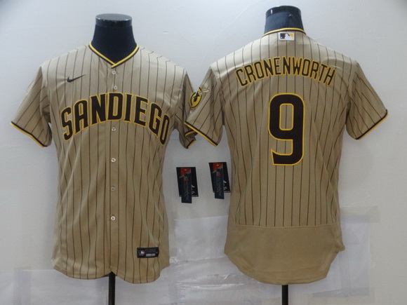 Men Nike San Diego Padres 9 CRONENWORTH Brown Stitichen Authentic Alternate Player Jersey