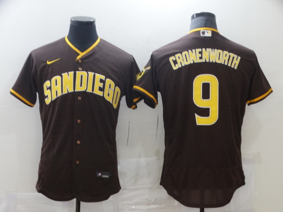 Men Nike San Diego Padres 9 CRONENWORTH Brown Tan Authentic Alternate Player Jersey