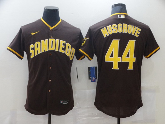 Men Nike San Diego Padres 44 Musgrove Brown Tan Authentic Alternate Player Jersey