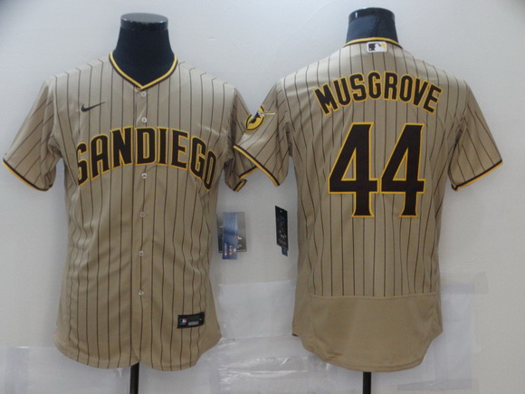 Men Nike San Diego Padres 44 Musgrove Tan Brown Authentic Alternate Player Jersey