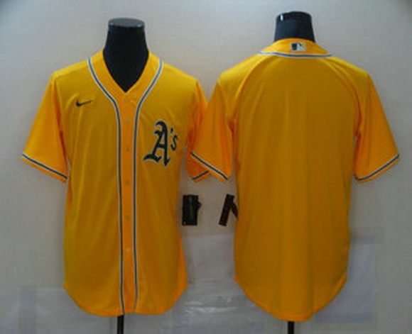 Men Oakland Athletics Blank Yellow Stitched MLB Cool Base Nike Jersey