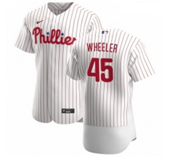 Men Philadelphia Phillies 45 Zack Wheeler Men Nike White Home 2020 Authentic Player MLB Jersey