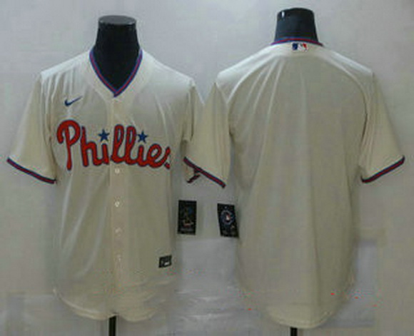 Men Philadelphia Phillies Blank Cream Stitched MLB Cool Base Nike Jersey