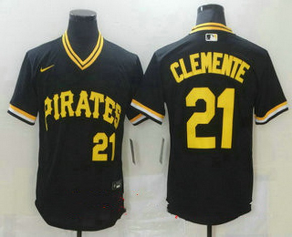 Men Pittsburgh Pirates 21 Roberto Clemente Black Mesh Batting Practice Throwback Nike Jersey