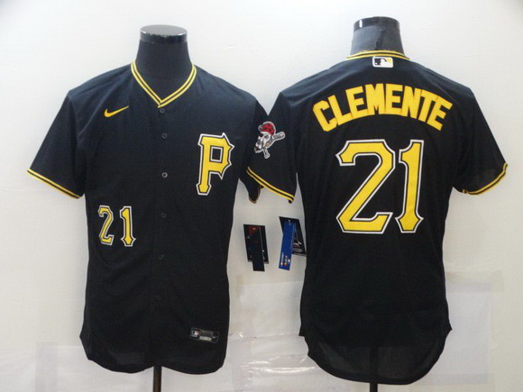 Men Pittsburgh Pirates 21 Roberto Clemente Black Stitched MLB Flex Base Nike Jersey