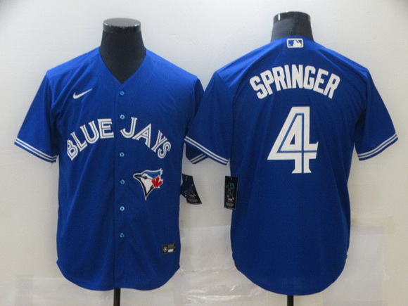 Men Toronto Blue Jays 4 George Springer Blue Stitched MLB Cool Base Nike Jersey