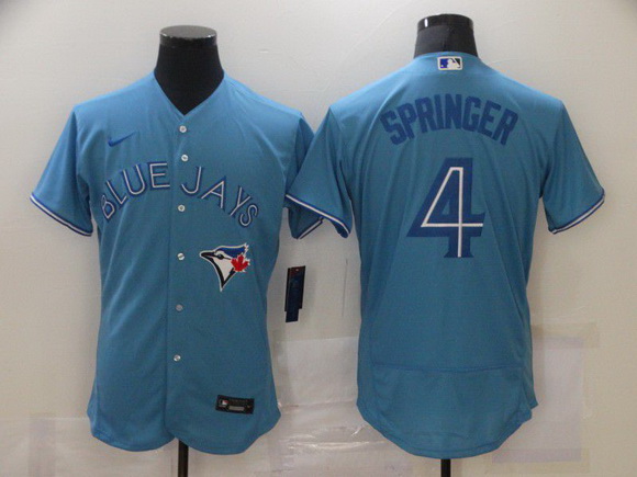 Men Toronto Blue Jays 4 George Springer Blue Stitched MLB Flex Base Nike Jersey