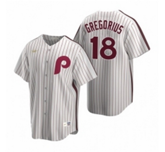 Mens Nike Philadelphia Phillies 18 Didi Gregorius White Cooperstown Collection Home Stitched Basebal