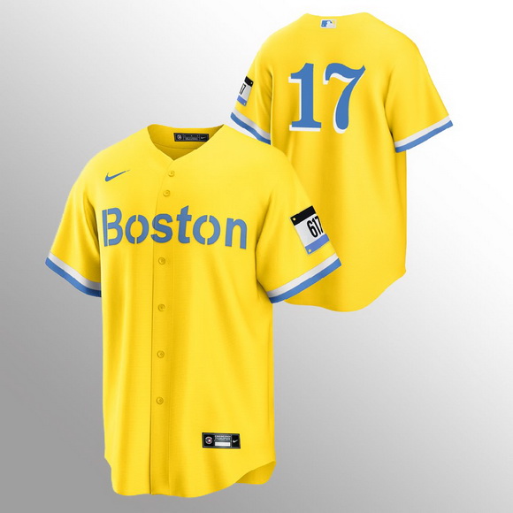 Men Boston Red Sox 17 Nathan Eovaldi Men Nike 2021 City Connect Gold Fans Version MLB Jersey   No Na