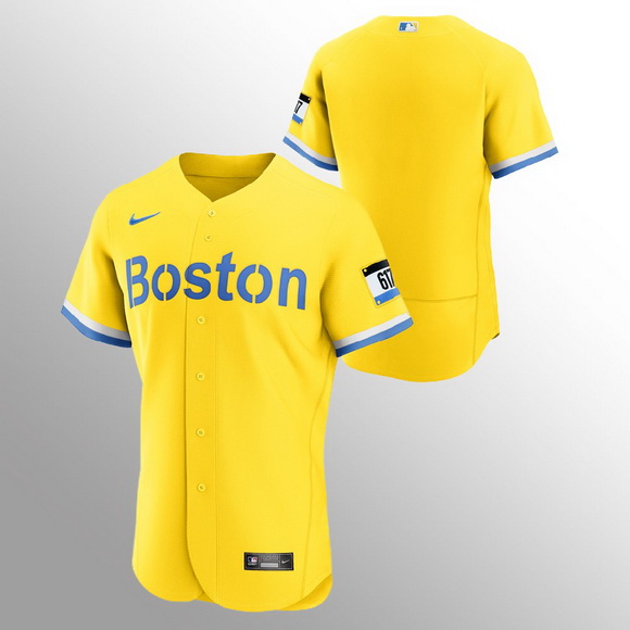 Men Boston Red Sox Men Nike 2021 City Connect Gold Authentic MLB Jersey