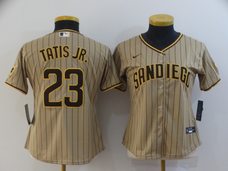 Women Padres 23 Fernando Tatis Jr  Brown Nike 2020 Cool Base Jersey