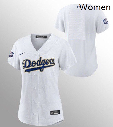 Women Los Angeles Dodgers Blank Gold Trim Openning Day Game Champions Jersey