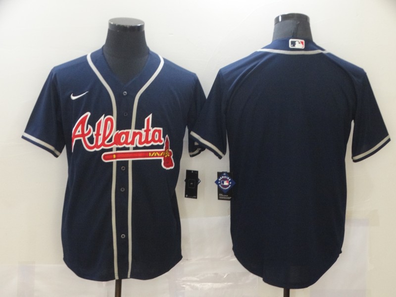 Men Atlanta Braves Nike Navy Blue Blank Jersey II