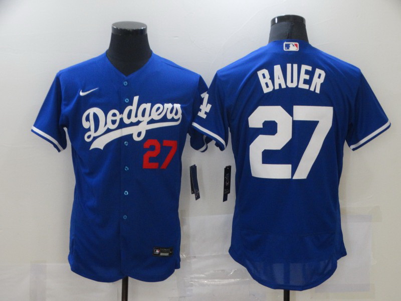 Men Los Angeles Dodgers Trevor Bauer 27 Royal Authentic Jersey