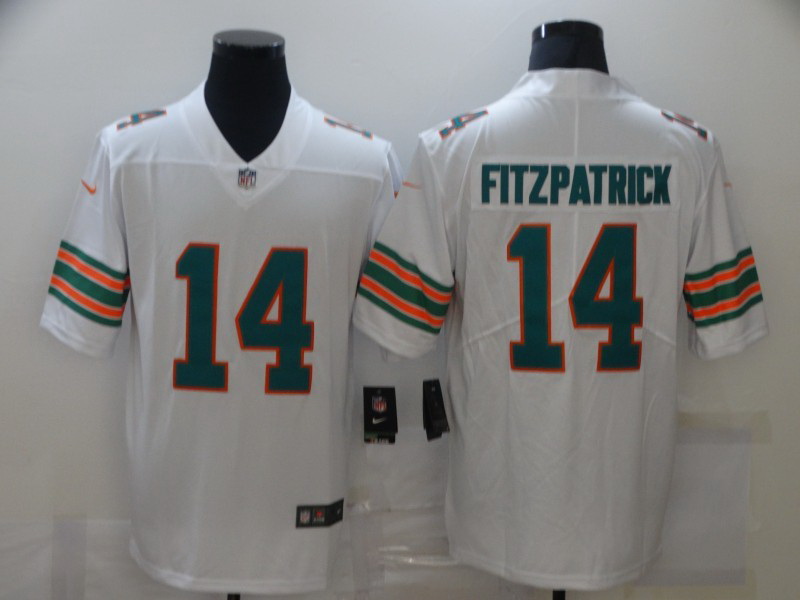 Men Miami Dolphins Ryan Fitzpatrick 14 White Vapor Untouchable Limited Player Football Jersey