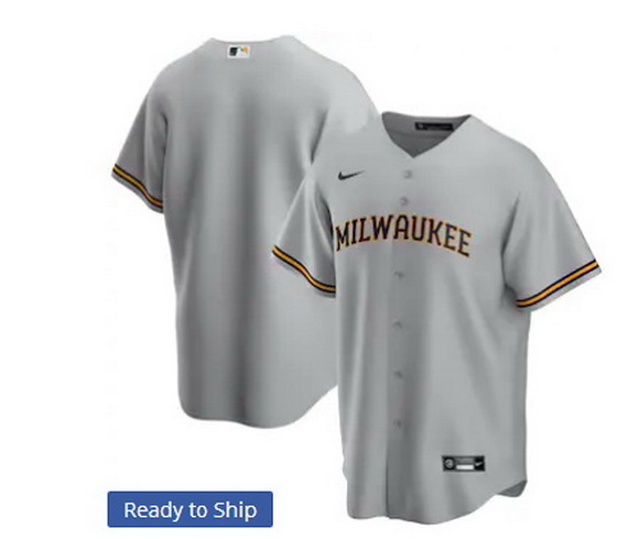 Men Milwaukee Brewers Nike Gray Blank Jersey