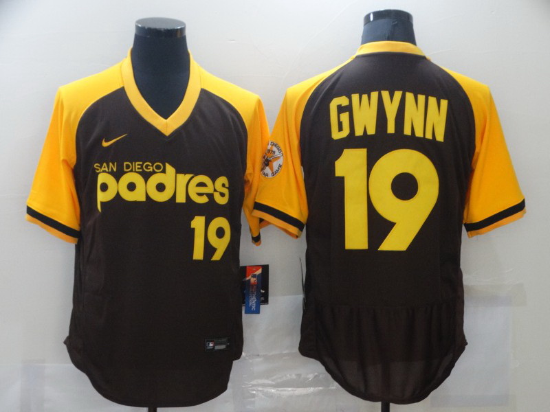 Men Nike Diego Padres Tony Gwynn 19 Brown Cool Base MLB Jersey