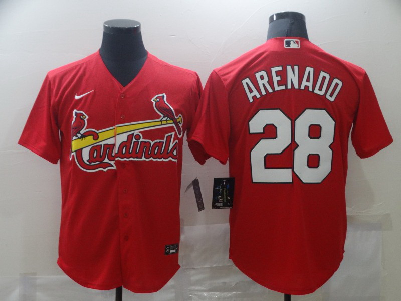 Men Nike St.Louis Cardinals Nolan Arenado 28 Red Nike Cool Base Jersey