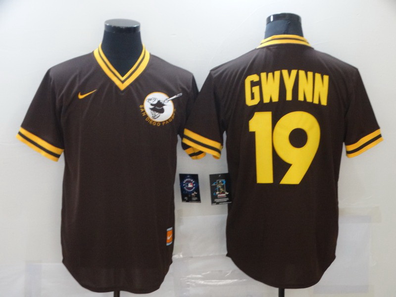 Men San Diego Padres Tony Gwynn 19 Brown MLB Jersey