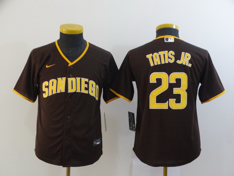 Youth San Diego Padres Fernando Tatis Jr 23 Brown Nike Cool Base Jersey