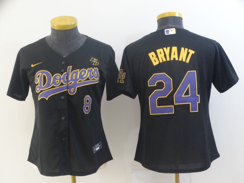 Women Los Angeles Dodgers Kobe Bryant 8 24 Black Purple Cool Base Jersey