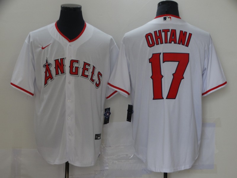 Men Los Angeles Angels 17 Shohei Ohtani Men Nike White Home 2020 Cool Base Player MLB Jersey