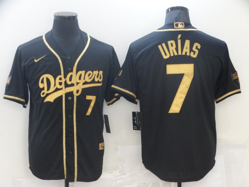 Men Los Angeles Dodgers Julio Urias 7 Black Gold MLB Stitched Jersey