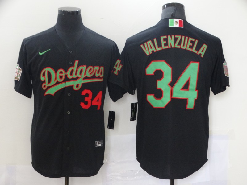 Men Los Angeles Dodgers Mexican Fernando Valenzuela 34 World Series Black MLB Jersey