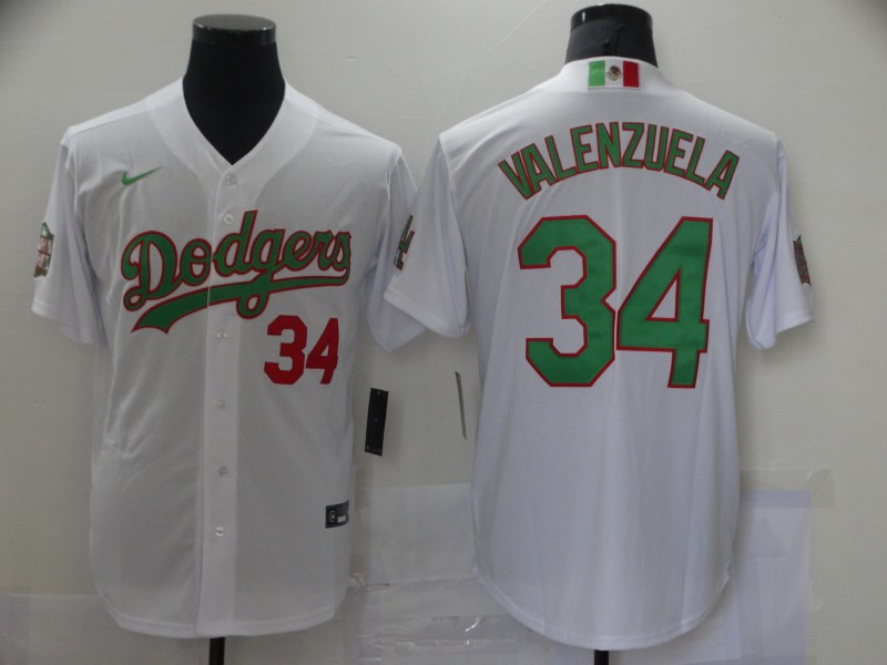 Men Los Angeles Dodgers Mexican Fernando Valenzuela 34 World Series White MLB Jersey