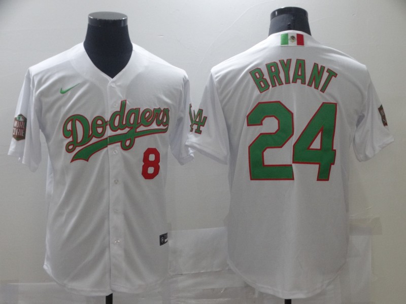 Men Los Angeles Dodgers Mexican Kobe Bryant 8 24 World Series White MLB Jersey