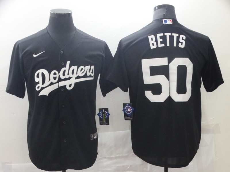 Men Los Angeles Dodgers Mookie Betts 50 Black Cool Base Stitched MLB Jersey