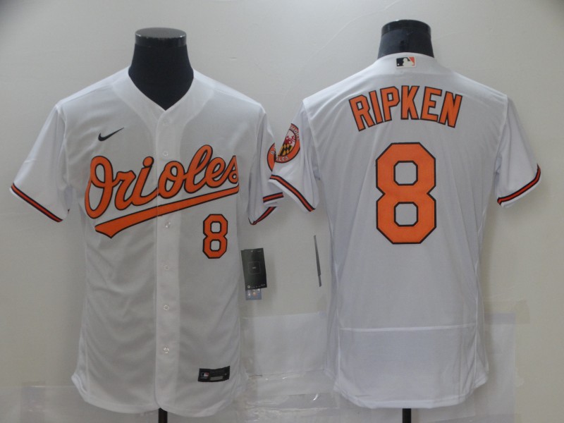 Men Nike Baltimore Orioles 8 Cal Ripken Jr White Authentic Player MLB Jersey