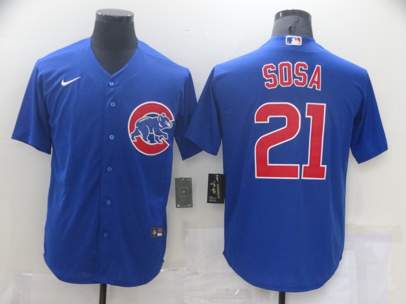 Men Nike Chicago Cubs Sammy Sosa 21 Authentic Royal Blue Cool Base Jersey