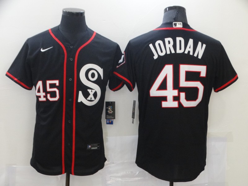 Men Nike Chicago White Sox Michael Jordan 45 Black Flex Base Jersey