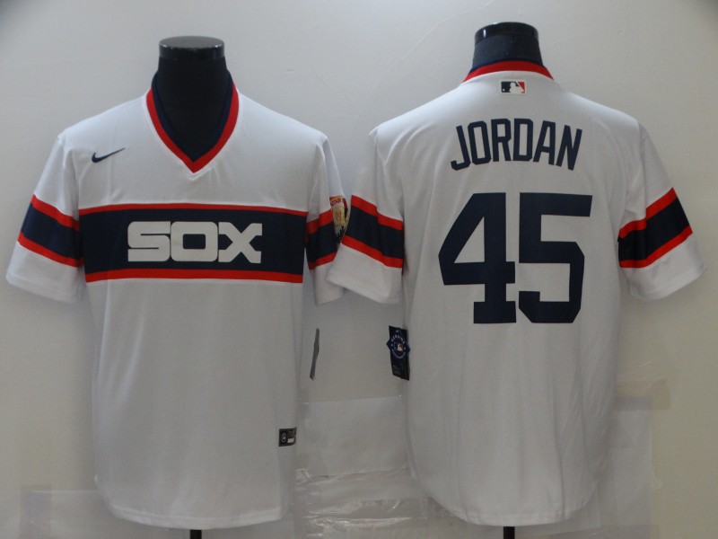 Men Nike Chicago White Sox Michael Jordan 45 White Pullover MLB Jersey