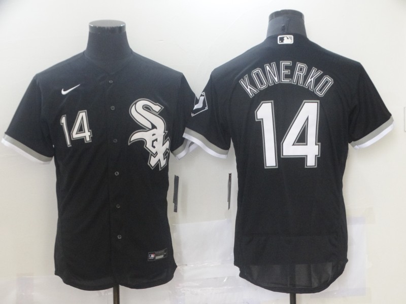 Men Nike Chicago White Sox Paul Konerko 14 Authentic Black Alternate Home Cool Base MLB Jersey